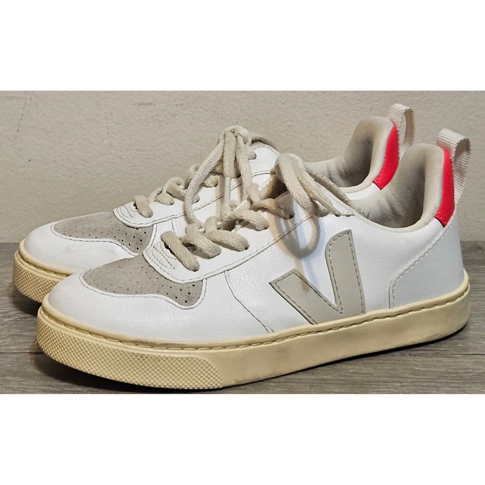 VEJA Esplar Shoes Kids US 1 White Red Blue Lace Up Sneakers T3‎ Brazil EUR 32